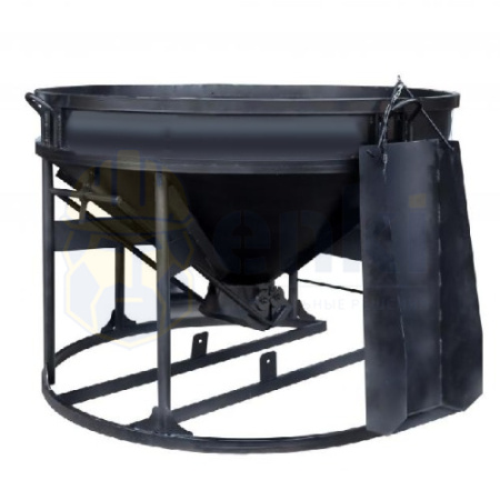 Бадья для бетона БН-1,0 низкая лоток 1750x1750x1250